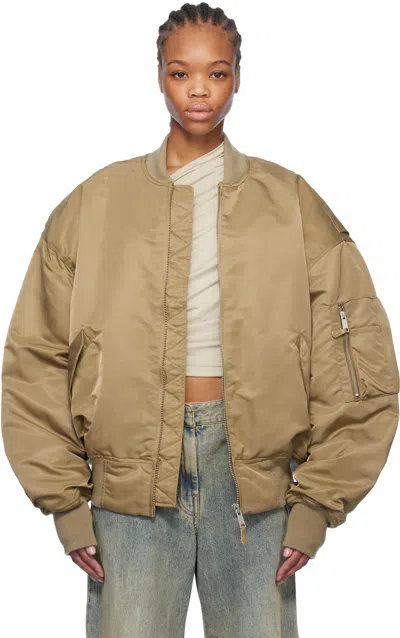 Entire Studios Khaki Broad Bomber Jacket In Cream