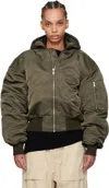 Entire Studios Khaki Broad Bomber Jacket In Jade