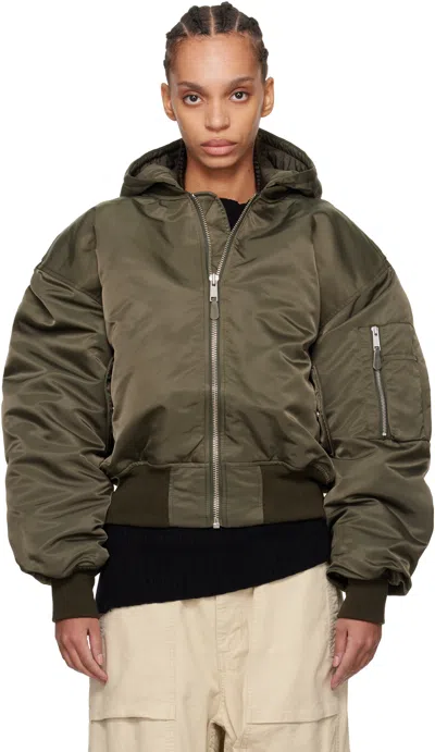 Entire Studios Khaki Broad Bomber Jacket In Jade