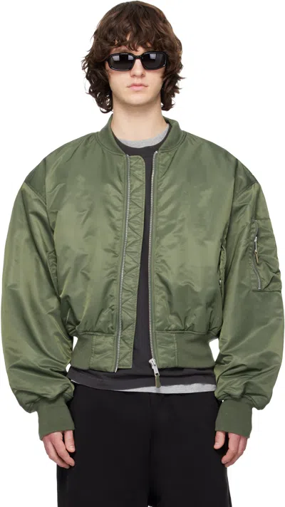 Entire Studios Khaki Cropped Broad Bomber Jacket