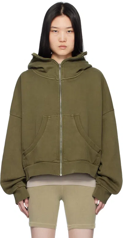 Entire Studios Khaki Full Zip Hoodie In Military