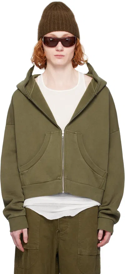 Entire Studios Khaki Full Zip Hoodie In Military