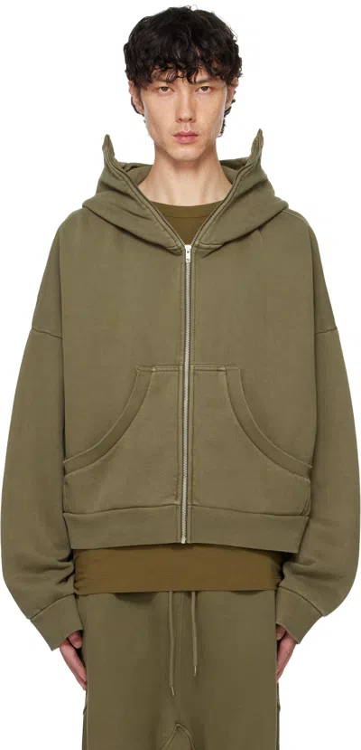 Entire Studios Khaki Full Zip Hoodie In Military | ModeSens