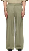 Entire Studios Khaki Wideleg Trousers In Kellygreen