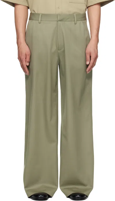 Entire Studios Khaki Wideleg Trousers In Kellygreen