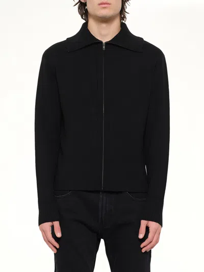 Entire Studios Knit Zip Up Jacket In Black