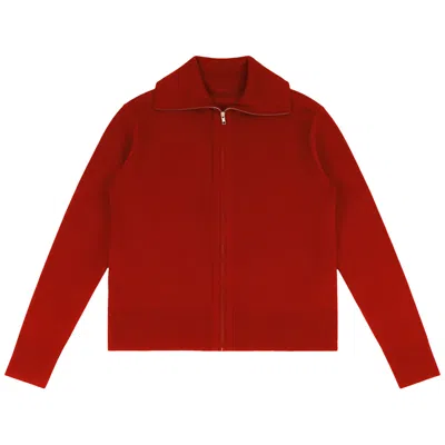 Pre-owned Entire Studios Knit Zip Up Jacket 'cherry' | Red | Men's Size L