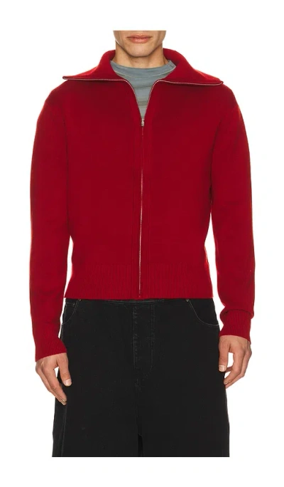 Entire Studios Knit Zip Up Jacket In Red