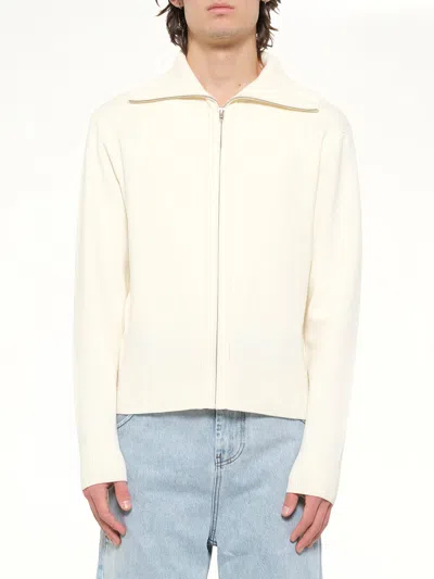 Entire Studios Knit Zip Up Jacket In White