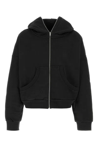 Entire Studios Eternal Zip Cotton Hoodie In Washed Black