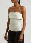 Entire Studios Strapless Denim Crop Top In Ivory