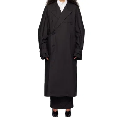 Entire Studios Lapel Long-sleeved Coat In Black