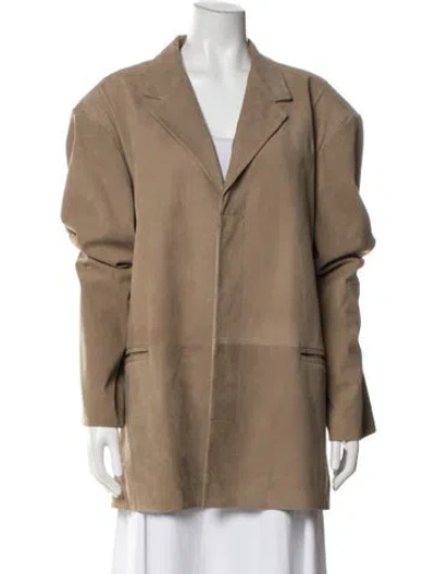 Pre-owned Entire Studios Leather Coat In Neutrals