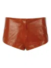 Entire Studios Leather Mini Shorts In Brown