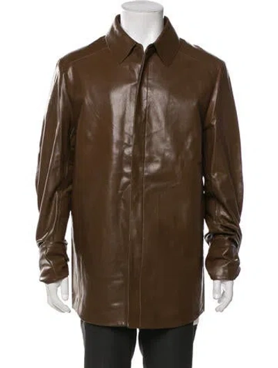 Pre-owned Entire Studios Leather Moto Jacket W/ Tags In Brown