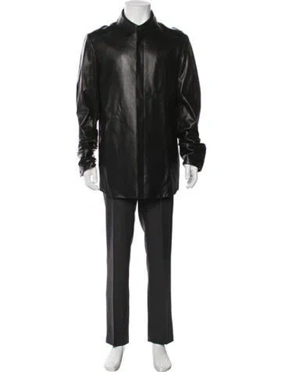 Pre-owned Entire Studios Leather Overcoat In Black
