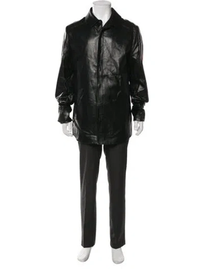 Pre-owned Entire Studios Leather Overcoat W/ Tags In Green