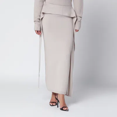 ENTIRE STUDIOS LIGHT BEIGE LONG WOOL SKIRT