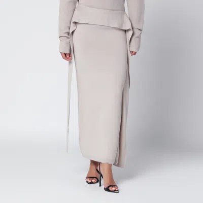 Entire Studios High Waist Long Wool Skirt With Slit In Gray