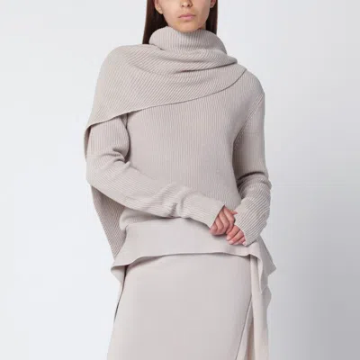 Entire Studios Light Beige Wool Cape Sweater In Gray