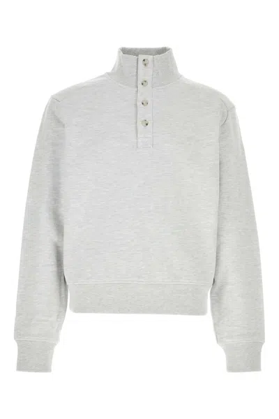 Entire Studios Mock Neck Henley Pullover Sweatshirt In Gray