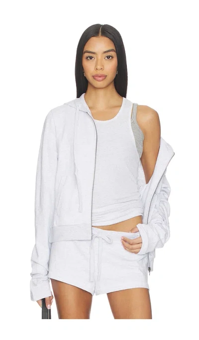 Entire Studios Lightweight Cropped Zip Up Hoodie In Gray