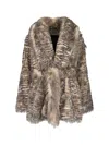 Entire Studios Textured Faux Fur Jacket With Striped Pattern In Sand