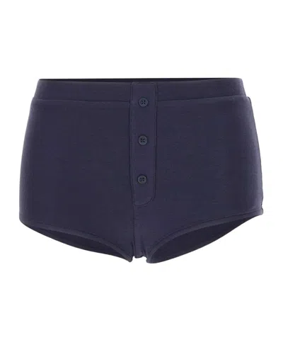 Entire Studios Limone Buttoned Booty Shorts In Blue