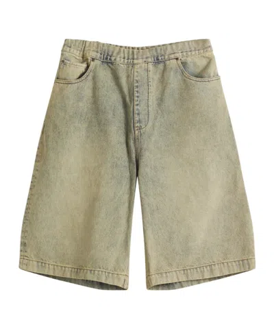 Entire Studios Logo Denim Shorts In Brown