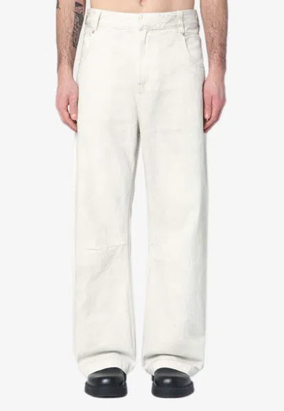 Entire Studios Logo Patch Wide-leg Jeans In White