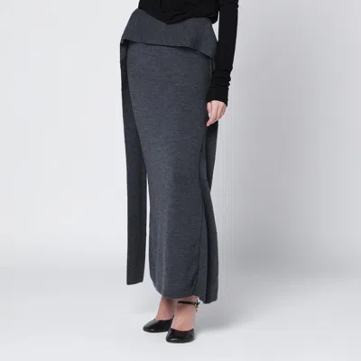 Entire Studios Long Grey Wool Skirt In Gray