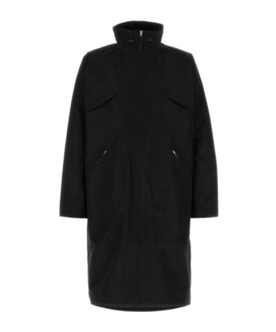 Entire Studios Long Hooded Rain Jacket In Black