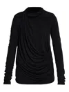 Entire Studios Long-sleeve Draped Top In Black
