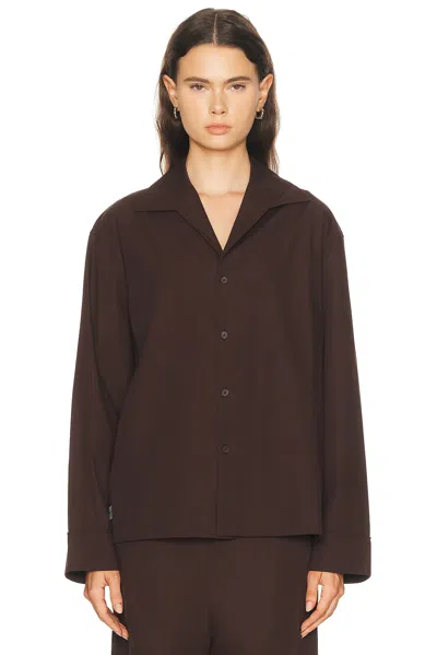 Entire Studios Long Sleeve Pajama Shirt In Brown