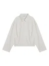 Entire Studios Collared Cotton Shirt Elasticated Hem Long Sleeves In White