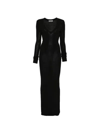 Entire Studios Long Sleeve V Neck Midi In Black