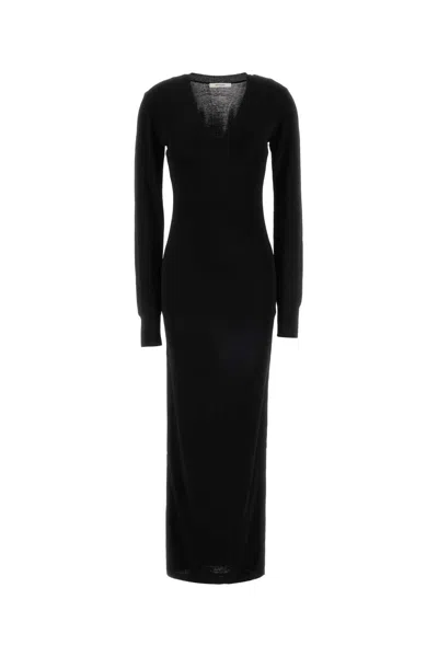 Entire Studios Knit Dress Fitted Long Length V Neckline In Black