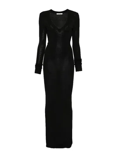 Entire Studios Long Sleeve V Neck Midi In Black