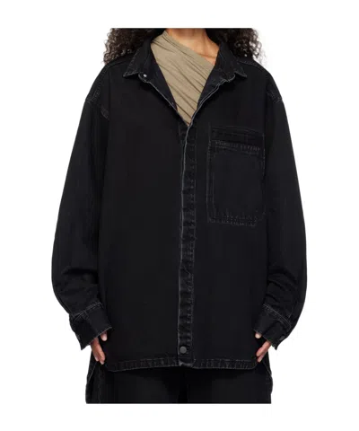 Entire Studios Black Herculean Denim Shirt In Magnetite