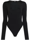 Entire Studios Crew Neck Long Sleeves Nylon Blend Bodysuit In Black