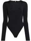 Entire Studios Crew Neck Long Sleeves Nylon Blend Bodysuit In Black