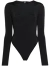 Entire Studios Crew Neck Long Sleeves Nylon Blend Bodysuit In Black