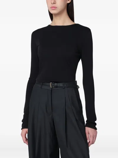 Entire Studios Crewneck Lightweight Long-sleeved Top In Black