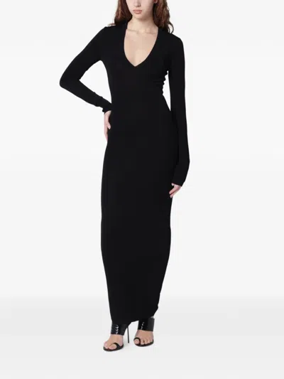 Entire Studios Long-sleeve V-neck Maxi Dress In Black