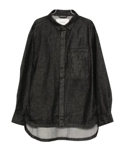 Entire Studios Long-sleeved Denim Shirt In Black