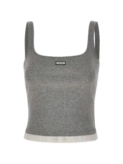 Entire Studios Cropped Ribbed Knitted Top In Gray