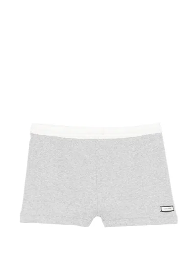 Entire Studios Stretch Cotton Shorts Button Detail Ribbed In Gray