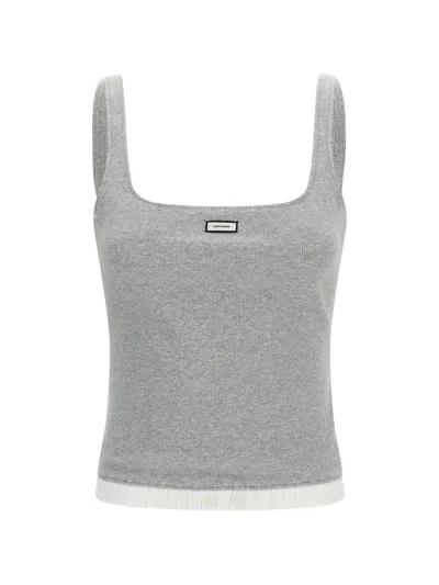 Entire Studios Grey Stretch Cotton Tank Top In Gray