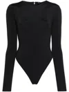 Entire Studios Crew Neck Long Sleeves Nylon Blend Bodysuit In Black