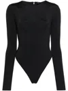 Entire Studios Crew Neck Long Sleeves Nylon Blend Bodysuit In Black